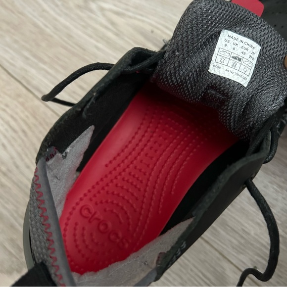 Crocs Men’s Linden Boot Sz 9 Black Leather Suede Trim Lace Comfort Casual - Picture 9 of 11